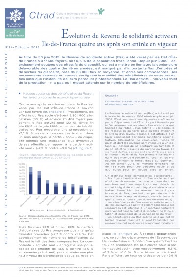 BI-14 Evolution du Revenu de solidarité active en Île-de-France quatre ans après son entrée en vigueur