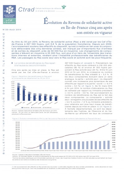 BI-20 Evolution du Revenu de solidarité active en Île-de-France cinq ans après son entrée en vigueur