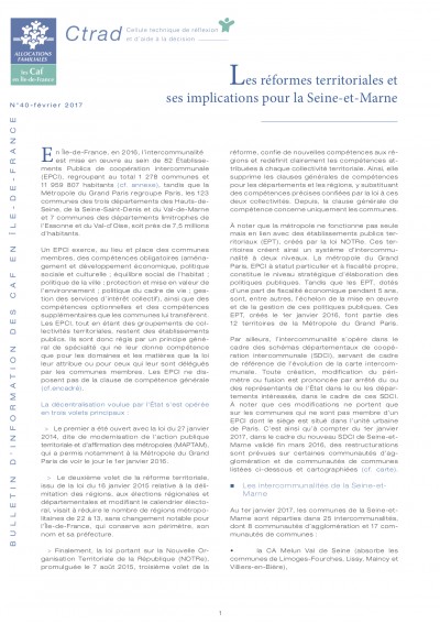 BI-40 Les réformes territoriales et ses implications pour la Seine-et-Marne
