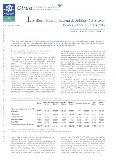 BI-5 Les allocataires du Revenu de Solidarité Active en Ile-de-France fin mars 2012