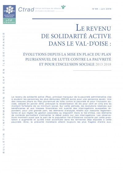 BI-68 LE REVENU DE SOLIDARITÉ ACTIVE DANS LE VAL-D’OISE : ÉVOLUTIONS DEPUIS LA MISE EN PLACE DU PLAN PLURIANNUEL DE LUTTE CONTRE LA PAUVRETÉ ET POUR L’INCLUSION SOCIALE 2013 2018