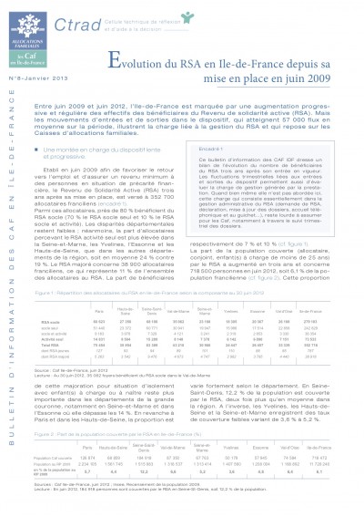 BI-8 Evolution du RSA en Ile-de-France depuis sa mise en place en juin 2009