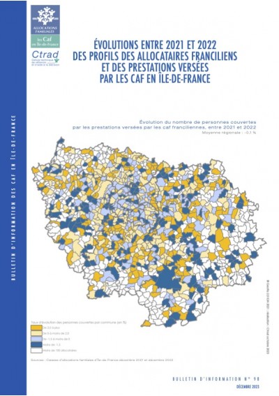 BI 98 - Evolutions entre 2021 et 2022 des profils allocataires franciliens et des prestations versées par les caf en Île-de-france