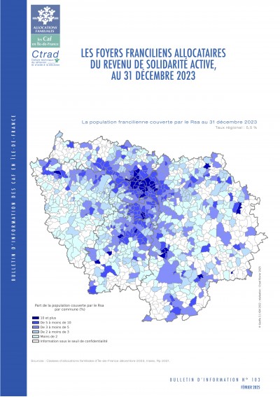 BI  103 - Les foyers franciliens allocataires du revenu de solidarité active, au 31 décembre 2023